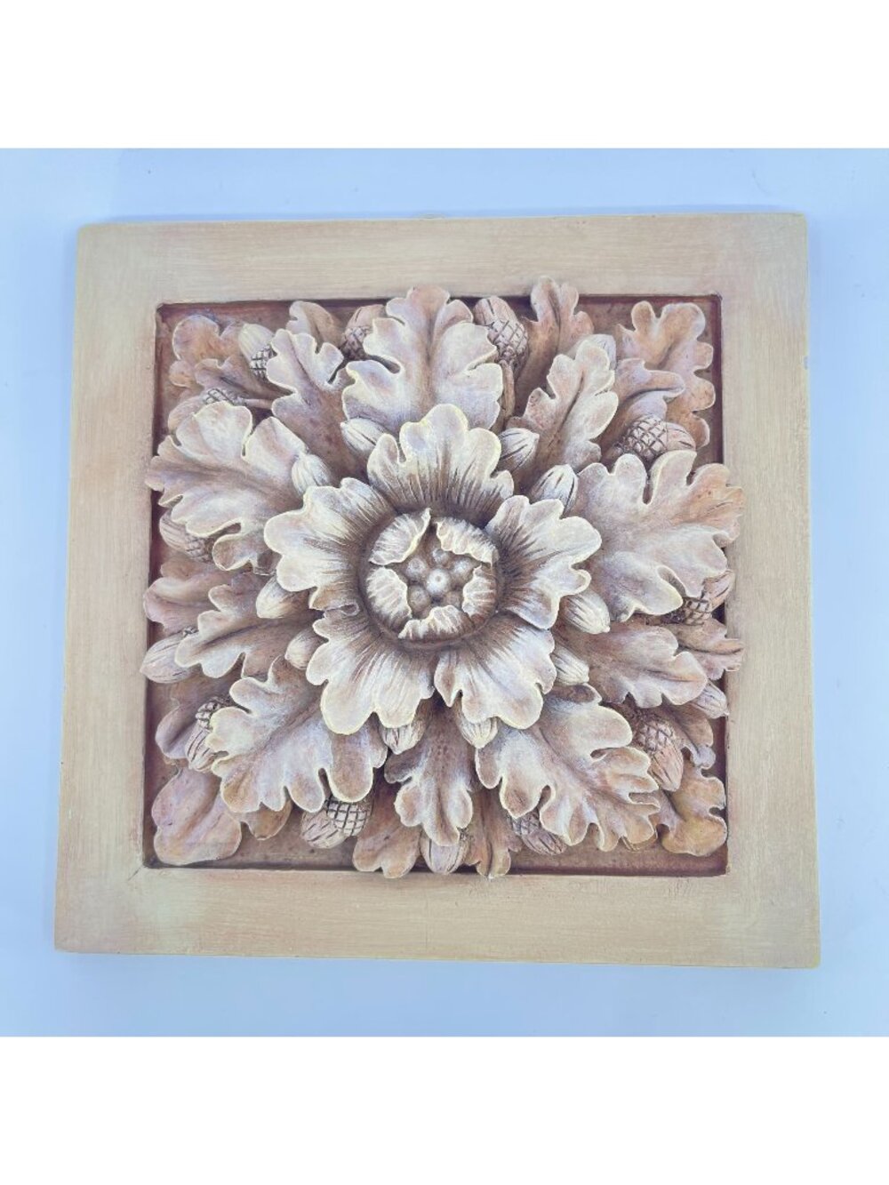vintage oak leaf and acorn rosette relief panel fall autumn decor panel